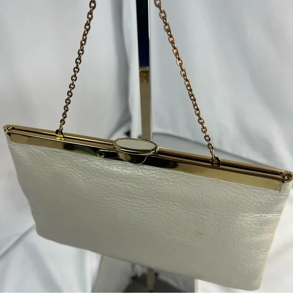 Vintage ETRA 1960s/70s Off White Genuine Leather Handbag Clutch - Picture 5 of 11